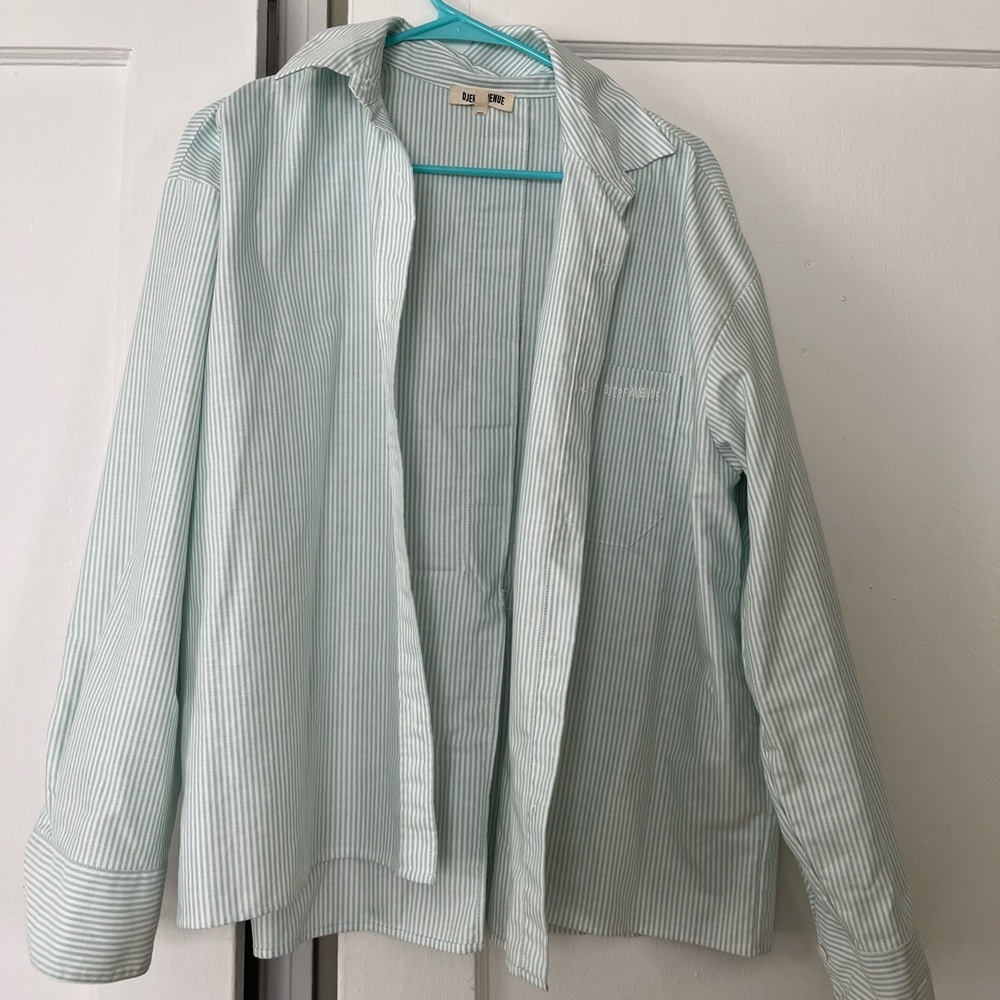 DJERF AVE - Green Breezy Stripe Shirt - Size M